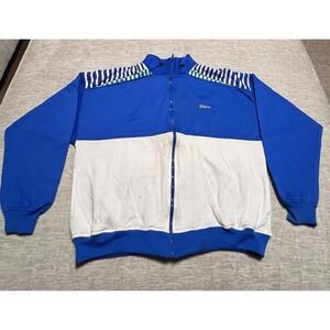 Vintage Wilson Track Jacket Blue White Striped 80s 90s Full Zip Size L Retro